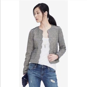 BR Scalloped Hem Blazer Jacket Collarless